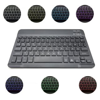 QWERTZ Bluetooth-Tastatur beleuchtet Keyboard für iPad Android & Windows Tablets