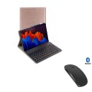 3in1 Bluetooth Tastatur (Weiß) + Maus + Cover für Samsung Galaxy Tab S7 FE/S7+/S8+ T730/T970/X800 12.4 Zoll Case Schutz Hülle Tasche Keyboard