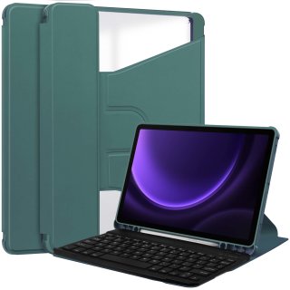 2in1 Set Bluetooth Tastatur in Weiß + Hülle für Samsung Galaxy Tab S9 FE 2023 X510/SM-X516/SM-X518 10.9 Zoll Case Schutzhülle Standfunktion Sleep and Wake