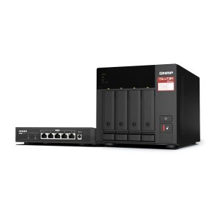 QNAP TS-473A-SW5T 4-bay NAS AMD Ryzen Embedded V1500B 4C/8T 2.2GHz 8GB DDR4 RAM 2xSODIMM slots max. 64GB optional ECC RAM support