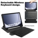 2in1 Set Bluetooth Tastatur in Schwarz + Hülle für Samsung Tab A9+ Plus 2023 X210 X215 11 Zoll Case Schutzhülle Standfunktion Sleep and Wake