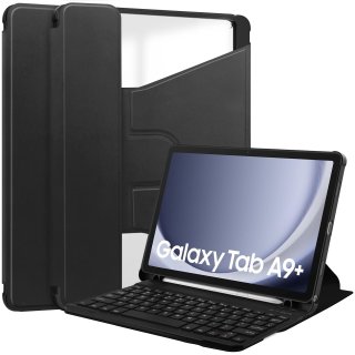 3in1 Bluetooth Tastatur (Schwarz) + Maus (Schwarz) + Cover für Samsung Galaxy Tab A9+ Plus 2023 X210 X215 11 Zoll Zoll Case Schutz Hülle Tasche Keyboard