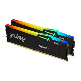 Kingston FURY Beast RGB - DDR5 - Kit - 64 GB: 2 x 32 GB - DIMM 288-PIN - 6000 MHz / PC5-48000 - CL30 - 1.4 V - ungepuffert - on-die ECC - Schwarz