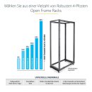 StarTech 12HE 4 Pfosten Open Frame Server Rack tiefenverstellbar mit Rollen / Nivellierfüße und Kabelverwaltung - Dell PowerEdge HP ProLiant ThinkServer (4POSTRACK12U)