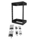 StarTech 15U 19 Zoll Wall Mount Network Rack, Adjustable Depth 12-20 Zoll 2 Post Open Frame Server Room Rack for AV/Data/ IT Communication/Computer Equipment/Switch with Cage Nuts & Screws - 15U Adjustable Rack (RK15WALLOA)