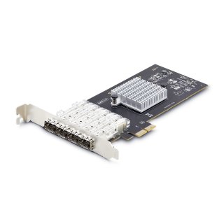 StarTech.com 4-Port GbE SFP Network Card, PCIe 2.0 x2, Intel I350-AM4 4x 1GbE Controller, 1000BASE Copper/Fiber Optic, Quad-Port Gigabit Ethernet NIC, Desktop/Server Backplanes - Windows and Linux Compatible (P041GI-NETWORK-CARD)