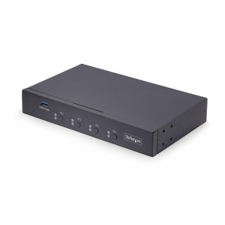 StarTech 4-Port KM Switch with Mouse Roaming, USB Switch for Keyboard/Mouse, 3.5mm and USB Audio, Peripheral Sharing for 4 Computers, USB 3.0 Switcher, TAA Compliant - Hotkey/Pushbutton Switching (P4A20132-KM-SWITCH)