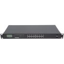 INTELLINET 16-Port Gigabit Ethernet PoE+ Switch mit 2 SFP-Ports und LCD Anzeige (PoE+/PoE) 370 W Endspan 19 Zoll Rackmount schwarz