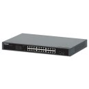 INTELLINET 24-Port Gigabit Ethernet PoE+ Switch mit 2 SFP Ports PoE-Strombudget 370 W zwei 1G SFP-Steckplätze Powered Device Monitor