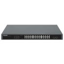 INTELLINET 24-Port Gigabit Ethernet PoE+ Switch mit 2 SFP Ports PoE-Strombudget 370 W zwei 1G SFP-Steckplätze Powered Device Monitor