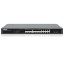 INTELLINET 24-Port Gigabit Ethernet PoE+ Switch mit 2 SFP Ports PoE-Strombudget 370 W zwei 1G SFP-Steckplätze Powered Device Monitor