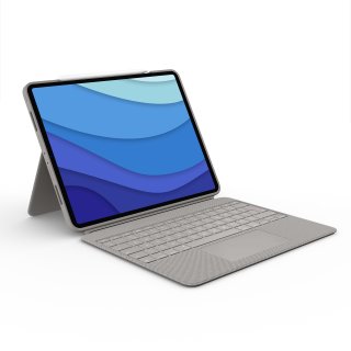 Logitech Combo Touch - Tastatur und Foliohülle - mit Trackpad - hintergrundbeleuchtet - Apple Smart connector - QWERTZ - Schweiz - Sand - für Apple 12.9-inch iPad Pro (5. Generation)