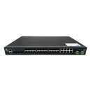 LevelOne 28-Port Managed Gigabit Industrial Glasfaser Switch der L2-Plus-Klasse mit 16 SFP-Anschlüssen für 1 Gigabit/s, Ist kompatibel mit 8 x Gigabit SFP/RJ45 Combo und 4 x 1/2.5GbE SFP, Redundantes Netzteil, -40°C bis 80°C, Managed, L2+, Rack-Einba