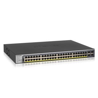 NETGEAR Smart GS752TP - Switch - L3 Lite - Smart - 8 x 10/100/1000 (PoE+) + 40 x 10/100/1000 (PoE) + 4 x SFP - Desktop, an Rack montierbar - PoE+ (384 W)