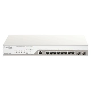 Nuclias Cloud Managed 10-Port Layer2 PoE+ Gigabit Switch, 8 x 10/100/1000Mbit/s TP (RJ-45) PoE Port, Port 1-8 802.3at Power-over-Ethernet bis 30 Watt Leistung/Port, 2x 100/1000Mbit/s SFP Slot, 802.3x Flow Control, 802.3ad Link Aggregation und statisc