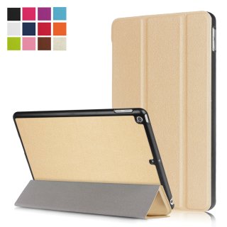 Smart Cover Hülle füres Apple iPad 2017 2018 9,7 Schutzhülle Flip Case aufstellbare Tasche Bookstyle Design + GRATIS Stylus Touch Pen (Farbe: gold)