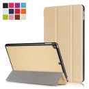 Smart Cover Hülle füres Apple iPad 2017 2018 9,7 Schutzhülle Flip Case aufstellbare Tasche Bookstyle Design + GRATIS Stylus Touch Pen (Farbe: gold)