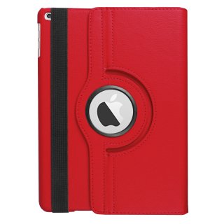 Schutzhülle für Apple iPad 2017 9.7 Zoll drehbares austellbares Cover Bookstyle Case Hülle (Rot)