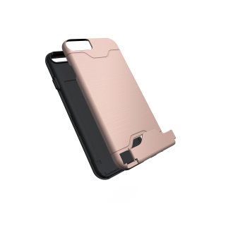 Schutzhülle für Apple iPhone 6 Plus 5.5 Zoll aufstellbares Hardcase mit Kartenfach Schutzcover (Bronze)