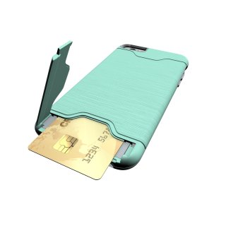 Schutzhülle für Apple iPhone 6 Plus 5.5 Zoll aufstellbares Hardcase mit Kartenfach Schutzcover (Grün)