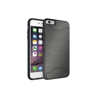 Schutzh&uuml;lle f&uuml;r Apple iPhone 6 Plus 5.5 Zoll aufstellbares Hardcase mit Kartenfach Schutzcover (Grau)