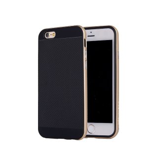 Tasche für Apple iPhone 6 Plus 5.5 Zoll Schutzcover Hardcase Carbon-Optik (Gold)