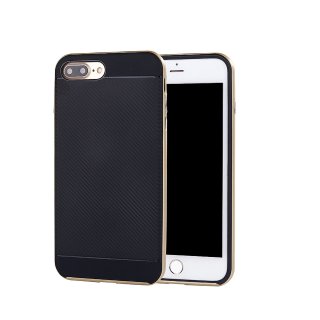 Tasche für Apple iPhone 7 Plus 5.5 Zoll Schutzcover Hardcase Carbon-Optik (Gold)