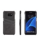 Case für Samsung Galaxy S7 Edge 5.5 Zoll Hülle mit 2 Kartenfächern Hardcase in Leder-Optik Soft Touch Handy Schutzhülle