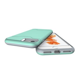 Tasche f&uuml;r Apple iPhone 7/8/SE2/SE3 4.7 Zoll TPU Rahmen aufstellbares Cover mit verschlie&szlig;barem Kartenfach