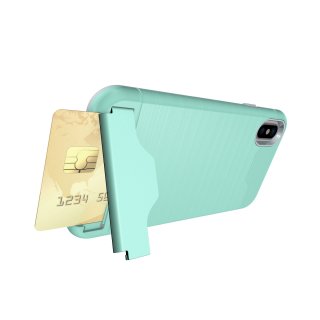Tasche für Apple iPhone X 5.8 Zoll TPU Rahmen aufstellbares Cover mit verschließbarem Kartenfach