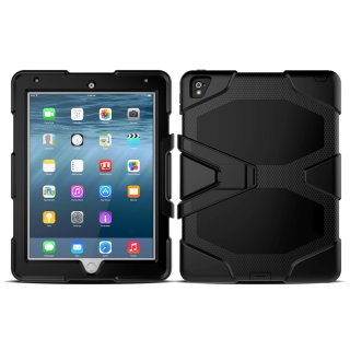 3in1 Outdoor Tablethülle für Apple iPad 2017 9.7 Zoll stoßfestes Hardcase und Silikonrahmen Tablet Hybrid