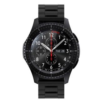 Zubeh&ouml;r f&uuml;r Samsung Gear S3 Frontier / Classic 22mm Ersatz Armband Uhr Metall Band Edelstahl (Schwarz)