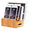 Handy Tablet Holz Organizer Multi Ständer Universal Ladestation für Smartphone, iPhone, iPad, E-Reader und mehr (Birke)