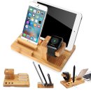 Handy Tablet Holz Organizer Multi Ständer Universal Ladestation für Smartphone, iPhone, iPad, E-Reader und Mehr Birke