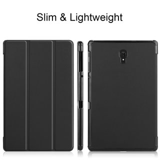 Hülle für Samsung Galaxy Tab A SM-T590 SM-T595 SM-T597 10.5 Zoll Schutzhülle Smart Cover mit Auto Sleep/Wake + Touchpen Schwarz