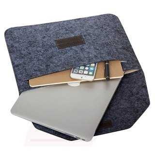 Laptoptasche für 15.4 Zoll Notebook MacBook Tablet Uni Tasche Hülle mit Nebenfach und Klettverschluss