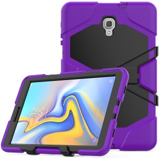 3in1 Tasche für Samsung Galaxy Tab A 10.5 Zoll SM-T590 T595 Schutzhülle mit Displayschutzfolie + Gestell Lila