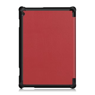 2in1 Set für Lenovo Tab M10 TB-X605F 10.1 mit Tablethülle + Schutzglas Hülle Cover Displayfolie Weinrot