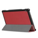 2in1 Set für Lenovo Tab M10 TB-X605F 10.1 mit Tablethülle + Schutzglas Hülle Cover Displayfolie Weinrot