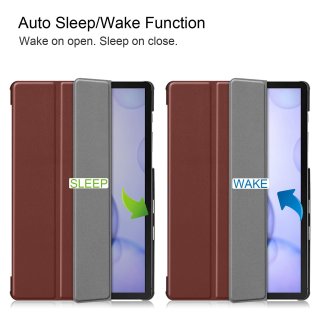 Schutzhülle für Samsung Galaxy Tab S6 SM-T860 10.5 Zoll Slim Case Etui mit Standfunktion und Auto Sleep/Wake Funktion Braun