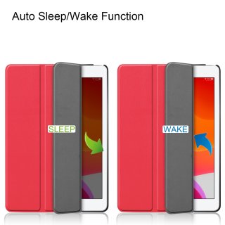 Tablet Hülle für Apple iPad 10.2 Zoll 2019/2020/2021 Slim Case Etui mit Standfunktion und Auto Sleep/Wake Funktion Rot