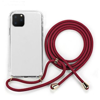 Umhängetasche für Apple iPhone 11 6.1 Zoll längenverstellbar Slim Case Cover Outdoor Handyhülle aus TPU Stoßfest Extra Schutz Handykette Rot