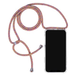 Hülle mit Umhängekette für Apple iPhone 11 Pro 5.8 Zoll längenverstellbar Slim Case Cover Outdoor Handyhülle aus TPU Stoßfest Extra Schutz Robust Regenbogen