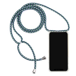 Case mit Handykette für Apple iPhone 11 Pro Max 6.5 Zoll längenverstellbar Dünn Cover Schutzhülle Outdoor Umhängetasche aus TPU Stoßfest Extra Schutz Robust Blau-Grün