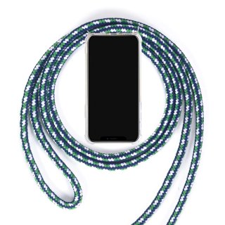 Case mit Handykette für Apple iPhone 11 Pro Max 6.5 Zoll längenverstellbar Dünn Cover Schutzhülle Outdoor Umhängetasche aus TPU Stoßfest Extra Schutz Robust Blau-Grün