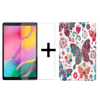 2in1 Tabletschutz Cover für Samsung Galaxy Tab A 10.1 Zoll SM-T510 SM-T515 Tabletcase mit Auto Schlafmodus + Glas