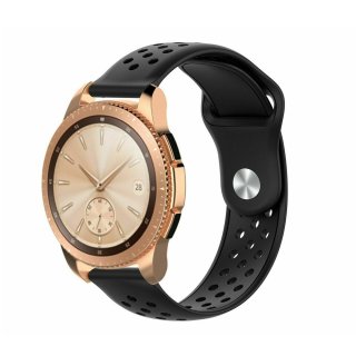Uhrenarmband für Samsung Galaxy Watch Active 2 Gear S2 Sport Classic Watchband Silikon Wasserfest Schwarz