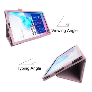 2in1 Set für Samsung Galaxy Tab S6 10.5 SM-T860 SM-T865 Tablet mit Schutzhülle + Schutzglas mit Auto Sleep/Wake Schlafmodus Hülle Hellrosa