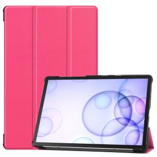 2in1 Set für Samsung Galaxy Tab S6 10.5 SM-T860 SM-T865 Tablet mit Schutzhülle + Schutzglas mit Auto Sleep/Wake Hülle Dunkelpink
