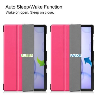 2in1 Set f&uuml;r Samsung Galaxy Tab S6 10.5 SM-T860 SM-T865 Tablet mit Schutzh&uuml;lle + Schutzglas mit Auto Sleep/Wake H&uuml;lle Dunkelpink